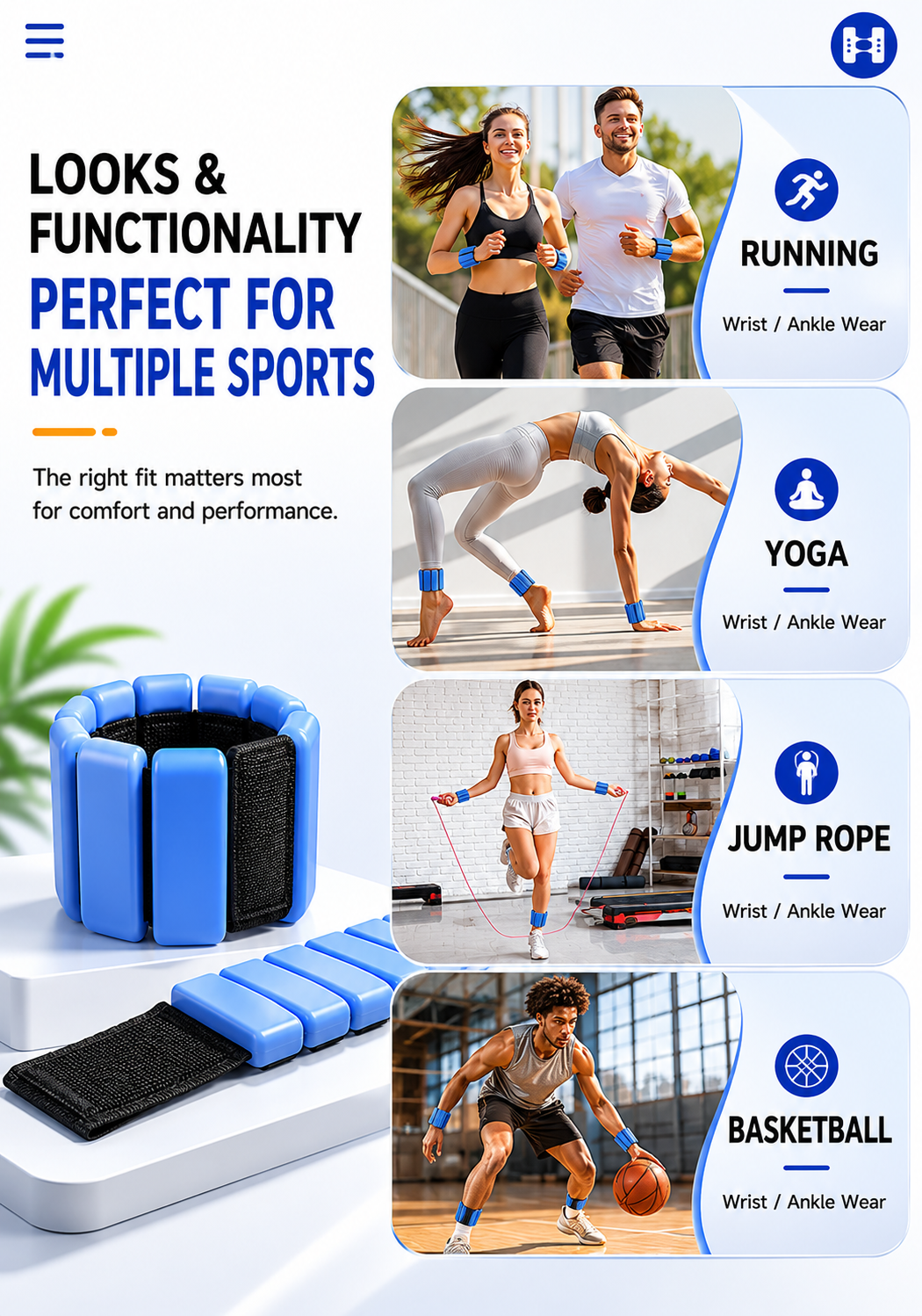Silicone Weighted Bands - Adjustable Ankle and Wrist Weights