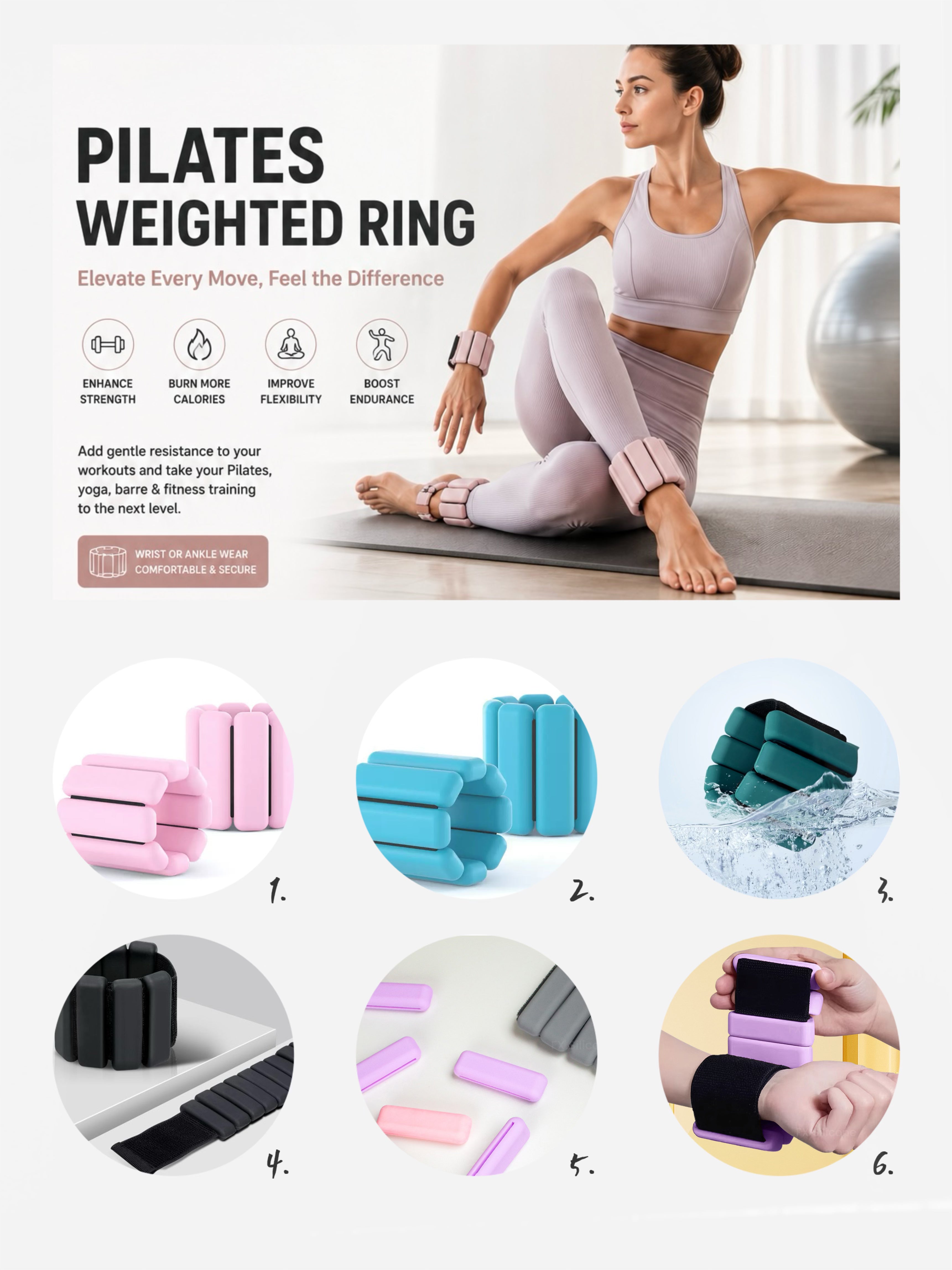 Silicone Weighted Bands - Adjustable Ankle and Wrist Weights